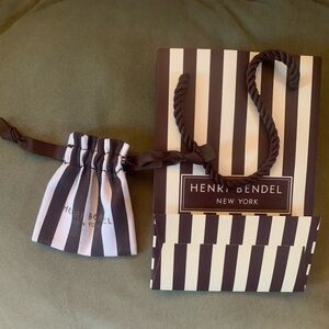 Henri Bendel Black and White Striped Bag Set - One Pouch & One Bag - Very Small